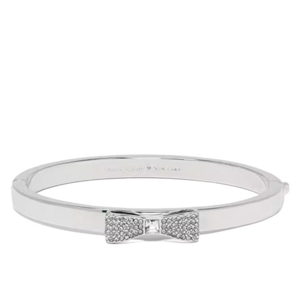 NWT Kate Spade New York Silver Plated Ready Set Bow Crystal Pave Bangle